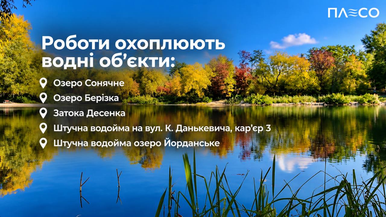 До проєкту з відновлення водойм потрапили п'ять різних об'єктів (інфографіка: kyivcity.gov.ua)